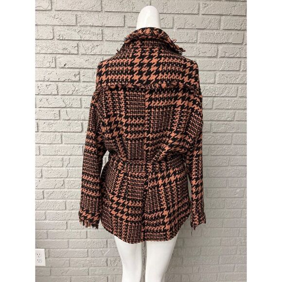 Hyfve Houndstooth Frayed Fringe Shack / Jacket Size S - Picture 4 of 12
